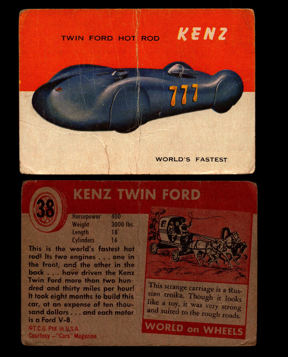 World on Wheels Topps 1954 Vintage Trading Cards #1-#100 You Pick Singles #38 Kenz Twin Ford Hot Rod  - TvMovieCards.com