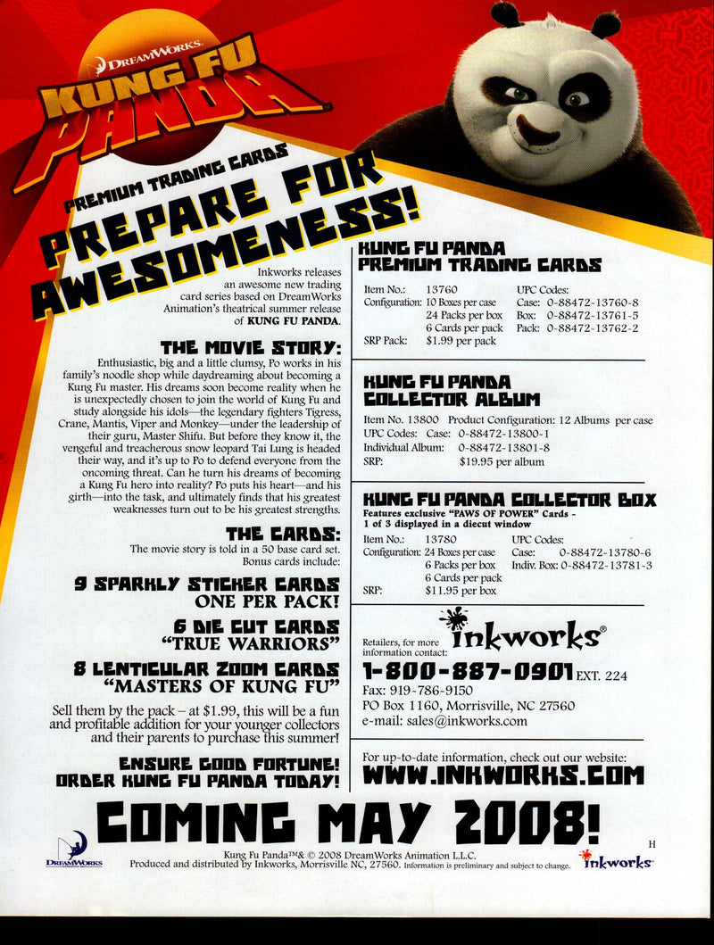 Kung Fu Panda Trading Card Dealer Sell Sheet Promotional Sale Inkworks 2008   - TvMovieCards.com