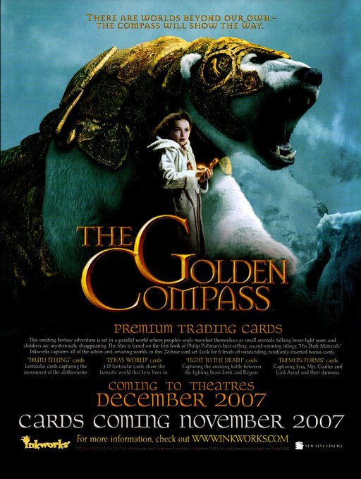 The Golden Compass Trading Card Dealer Sell Sheet Promotional Sale Inkworks 2007   - TvMovieCards.com