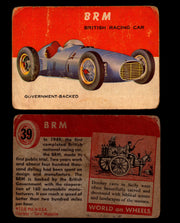 World on Wheels Topps 1954 Vintage Trading Cards #1-#100 You Pick Singles #39 BRM British Racing Car  - TvMovieCards.com