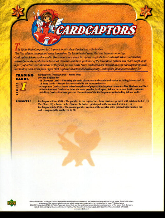 CardCaptors Series One Trading Card Dealer Sell Sheet Sale Ad Upper Deck 2000   - TvMovieCards.com