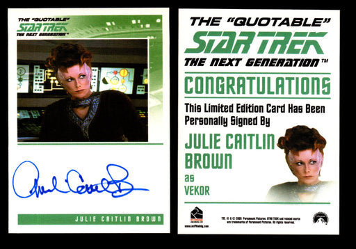 Star Trek TNG Quotable Autograph Card Julie Caitlin Crown as Vekor   - TvMovieCards.com