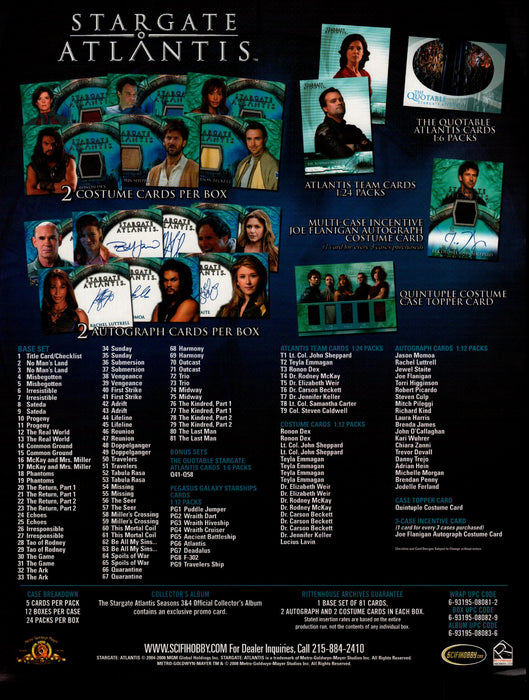 Stargate Atlantis Seasons 3 & 4 Trading Card Dealer Sell Sheet Promotional Sale   - TvMovieCards.com