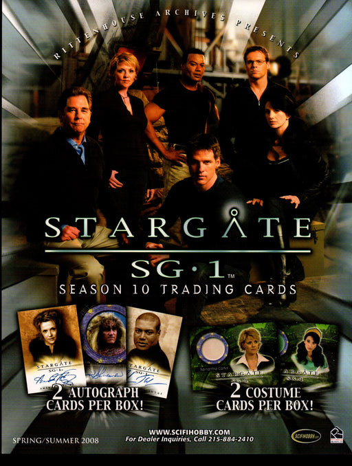 Stargate SG1 Season 10 Trading Card Dealer Sell Sheet Promotional Sale 2008   - TvMovieCards.com