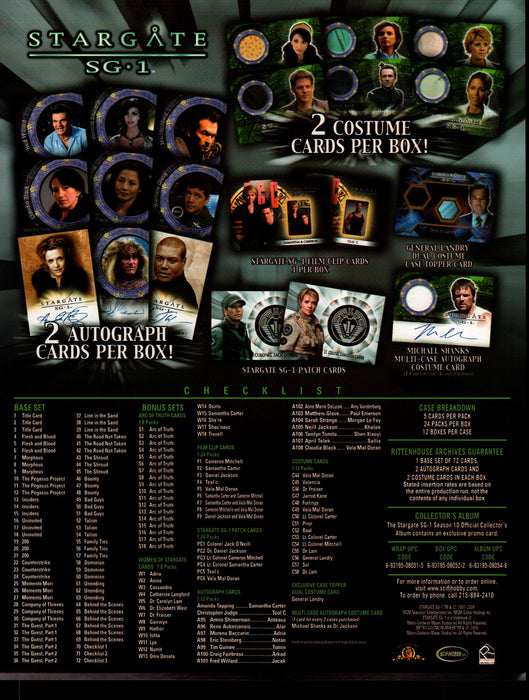 Stargate SG1 Season 10 Trading Card Dealer Sell Sheet Promotional Sale 2008   - TvMovieCards.com