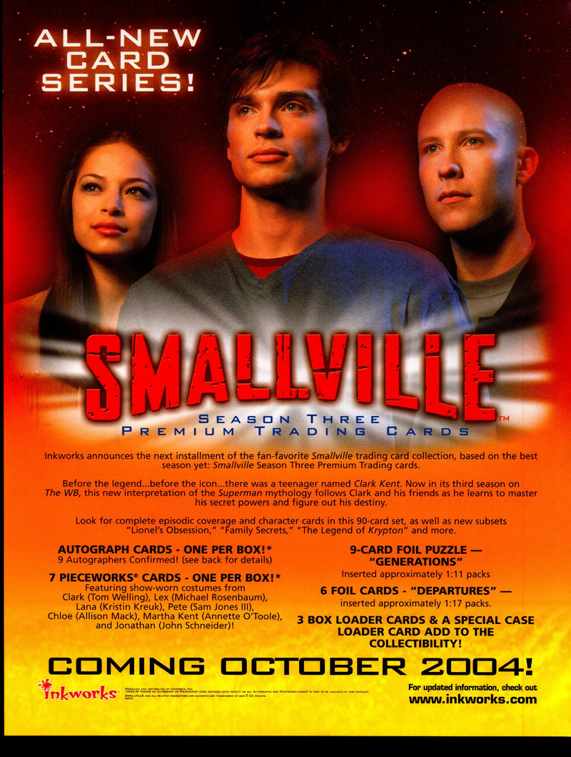 Smallville Season 3 Three Trading Card Dealer Sell Sheet Promotional Sale 2004   - TvMovieCards.com