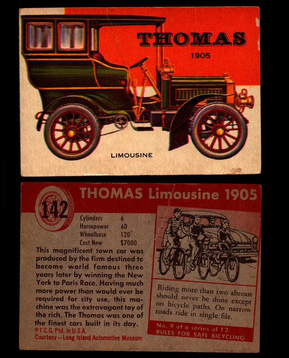 World on Wheels Topps 1954 Vintage Trading Cards #101-#160 You Pick Singles #142 1905 Thomas Limousine  - TvMovieCards.com