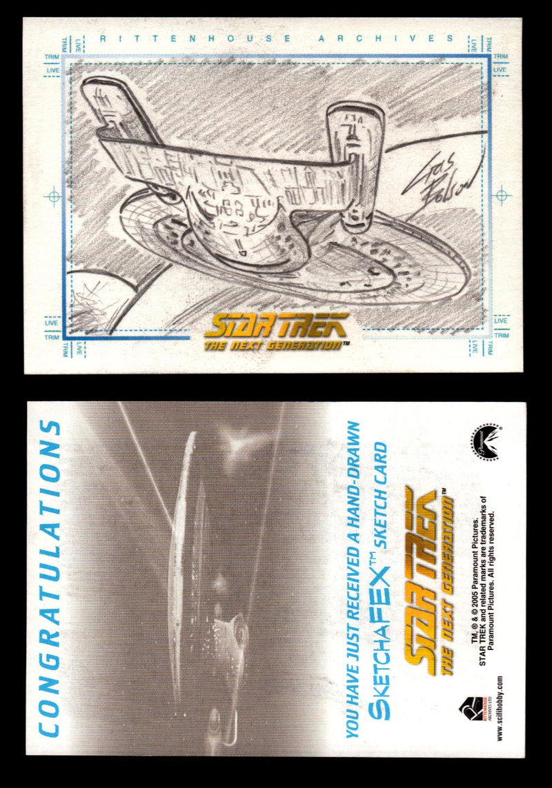 Star Trek TNG Quotable Sketch Card SketchaFEX by Chris Bolson USS Enterprise #6   - TvMovieCards.com