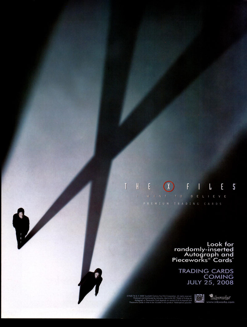X-Files I Want to Believe Trading Card Dealer Sell Sheet Promotional Sale 2008   - TvMovieCards.com