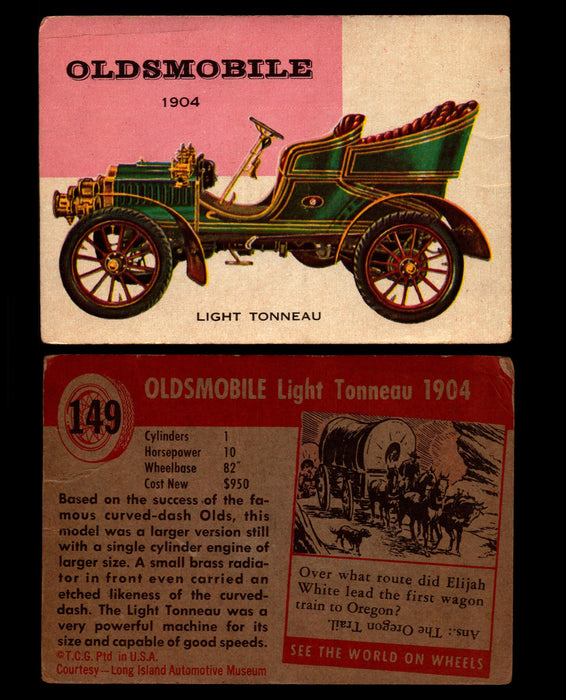 World on Wheels Topps 1954 Vintage Trading Cards #101-#160 You Pick Singles #149 1904 Oldsmobile Light Tonneau  - TvMovieCards.com