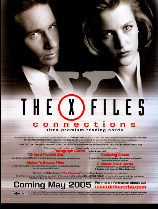 X-Files Connections Trading Card Dealer Sell Sheet Promotional Sale 2005   - TvMovieCards.com