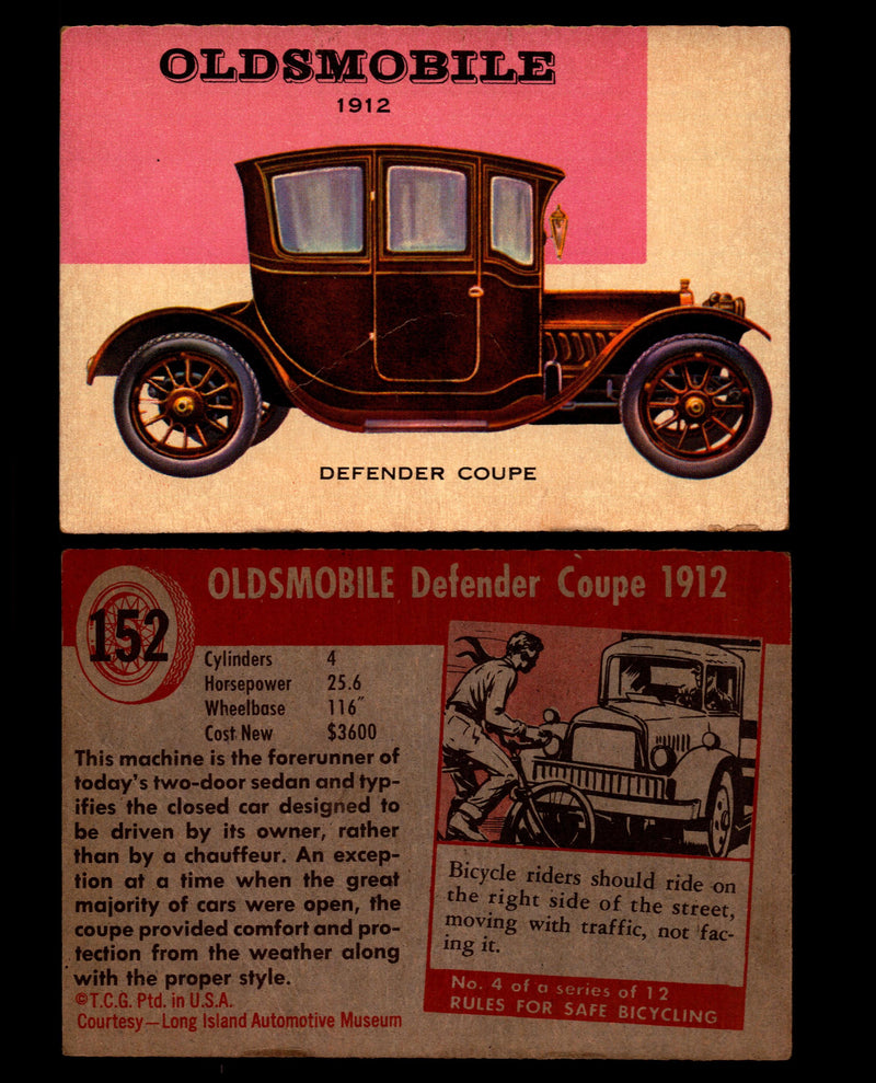 World on Wheels Topps 1954 Vintage Trading Cards #101-#160 You Pick Singles #152 1912 Oldsmobile Defender Coupe  - TvMovieCards.com