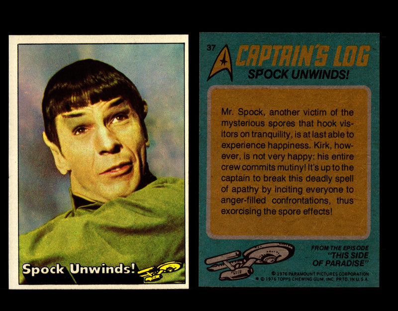 Star Trek 1976 Vintage Topps Trading Card #1-88 You Pick Singles #37  - TvMovieCards.com