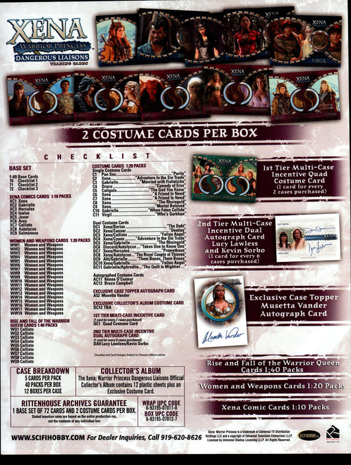 Xena Dangerous Liaisons Trading Card Dealer Sell Sheet Sale Promo Ad 2007   - TvMovieCards.com