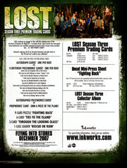Lost Season 3 Three Trading Card Dealer Sell Sheet Sale Promo Ad 2007   - TvMovieCards.com