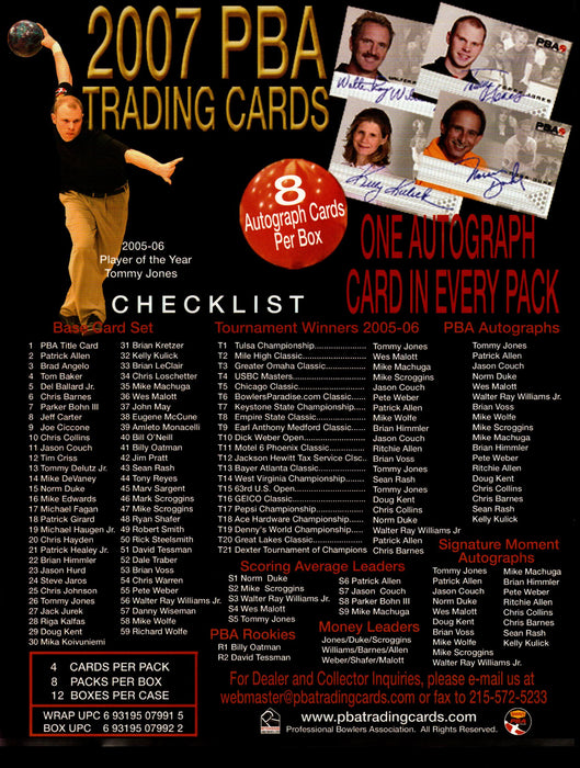 PBA Professional Bowlers Assoc Trading Card Dealer Sell Sheet Sale Promo Ad 2007   - TvMovieCards.com