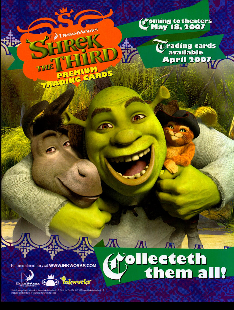 Shrek The Third Movie Trading Card Dealer Sell Sheet Sale Promo Ad 2007   - TvMovieCards.com