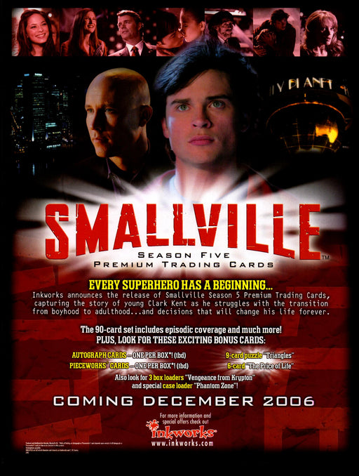 Smallville Season 5 Five Trading Card Dealer Sell Sheet Sale Promo Ad 2006   - TvMovieCards.com