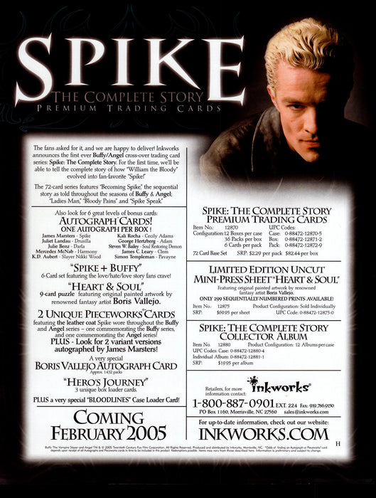Spike The Complete Story Trading Card Dealer Sell Sheet Sale Promo Ad 2005   - TvMovieCards.com