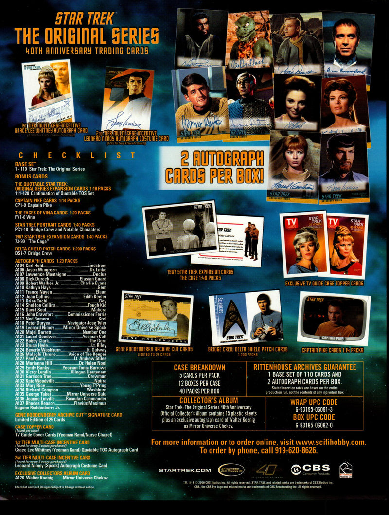 Star Trek TOS 40th Anniversary Series 1 Trading Card Dealer Sell Sheet Sale Ad   - TvMovieCards.com