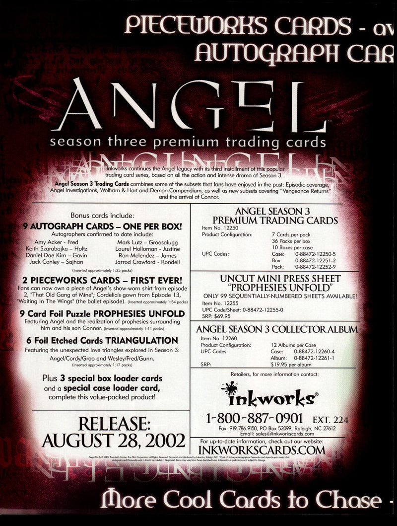 Buffy Season Six & Angel Season 3 Dealer Sell Sheet Sale Promo Ad Inkworks 2008   - TvMovieCards.com