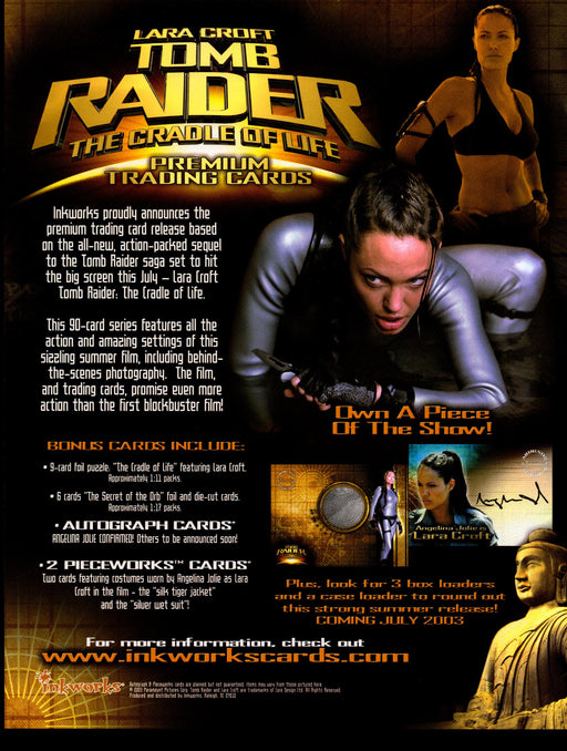 Tomb Raider Dealer Sell Sheet Sale Promo Ad Angelina Jolie Inkworks 2003   - TvMovieCards.com