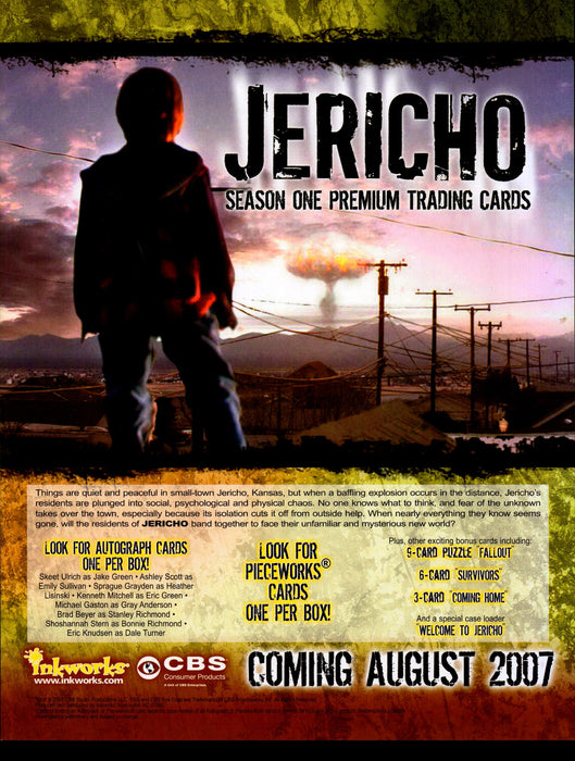 Jericho Season One Trading Card Dealer Sell Sheet Promotional Sale Inkworks 2007   - TvMovieCards.com