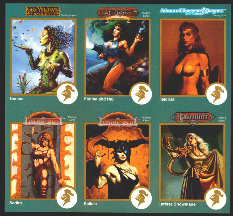 1993 Advanced Dungeons & Dragons Uncut Promo 6-Card Trading Card Panel   - TvMovieCards.com