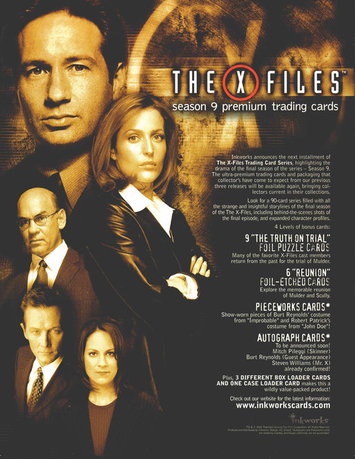 X-Files Season 9 Trading Card Dealer Sell Sheet Promotional Sale 2003   - TvMovieCards.com