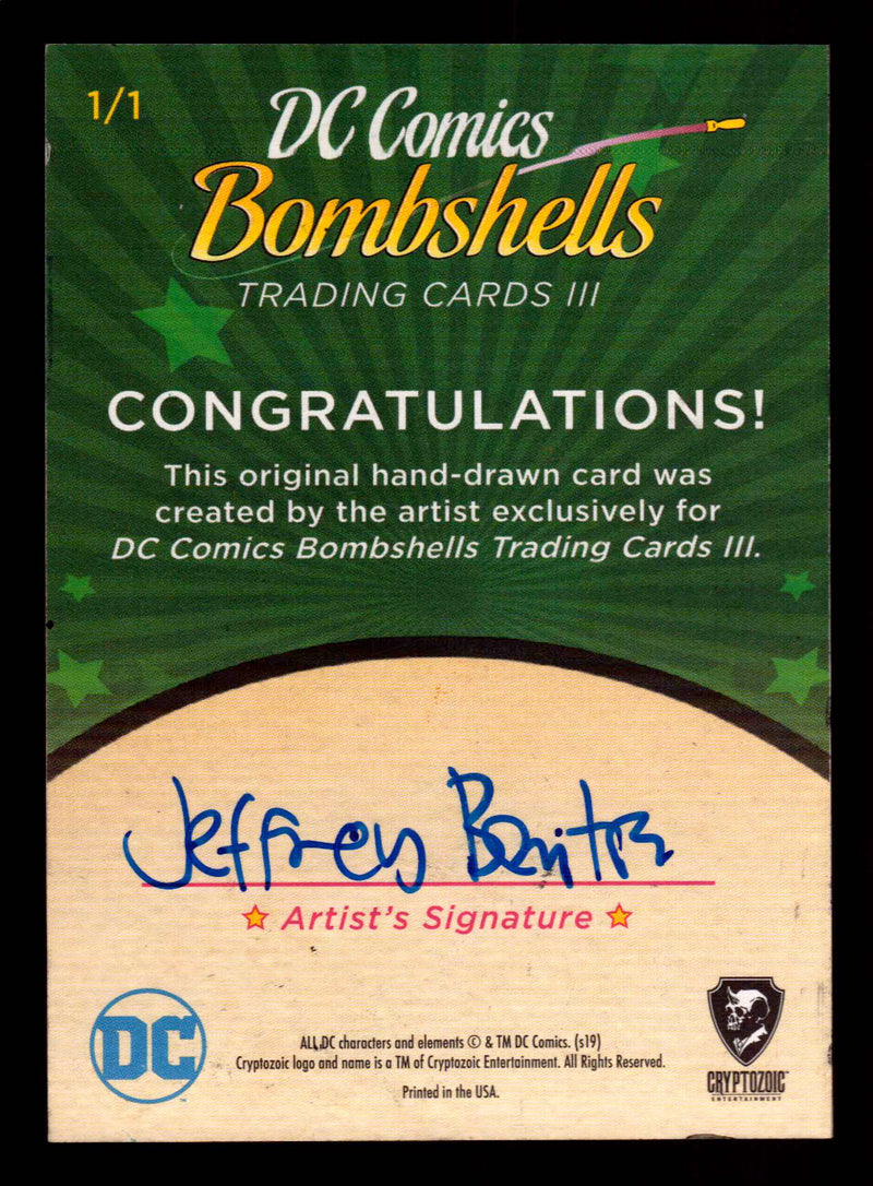 2019 DC Comics Bombshells III Artist Jeffrey Benitez Sketch Card Cryptozoic   - TvMovieCards.com