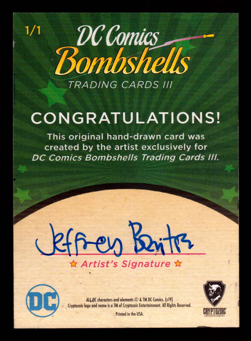 2019 DC Comics Bombshells III Artist Jeffrey Benitez Sketch Card Cryptozoic   - TvMovieCards.com