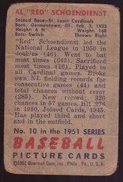 1951 Bowman Baseball Autographed Signed Trading Card #10 Al "Red" Schoendienst   - TvMovieCards.com