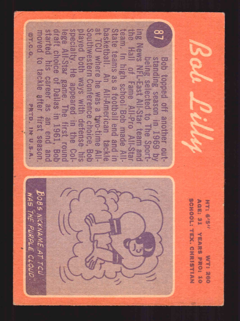1970 Topps Football Autographed Signed Trading Card #87 Bob Lily - TvMovieCards.com