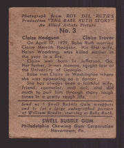 1948 Swell The Babe Ruth Story Trading Card #3 Claire Hodgson Philadelphia Gum   - TvMovieCards.com