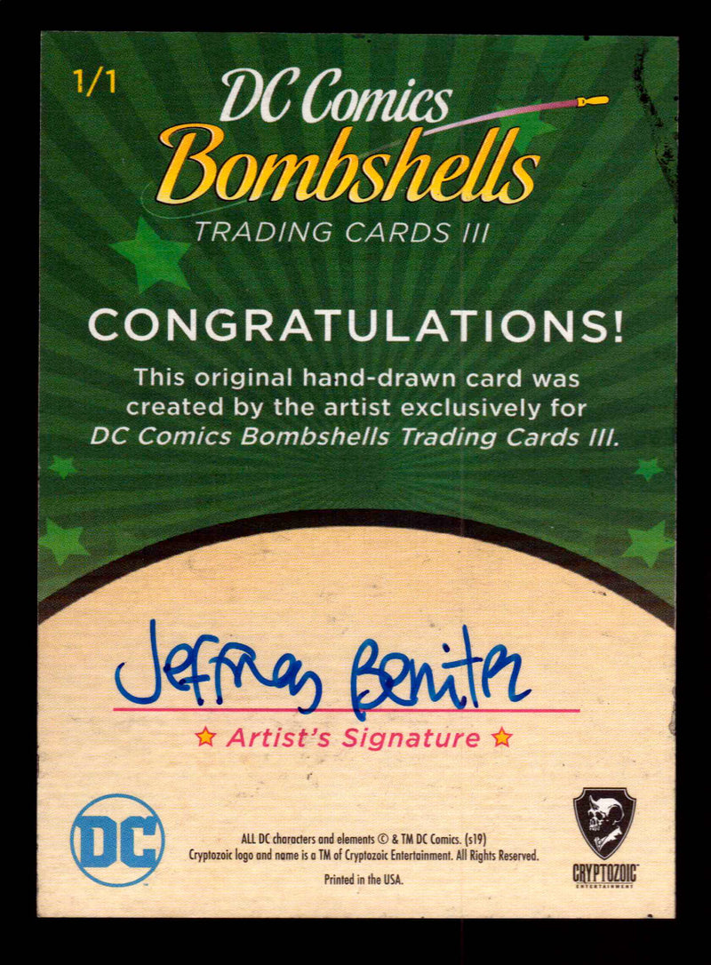 2019 DC Comics Bombshells III Artist Jeffrey Benitez Sketch Card Cryptozoic   - TvMovieCards.com
