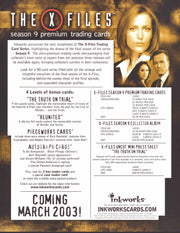 X-Files Season 9 Trading Card Dealer Sell Sheet Promotional Sale 2003   - TvMovieCards.com