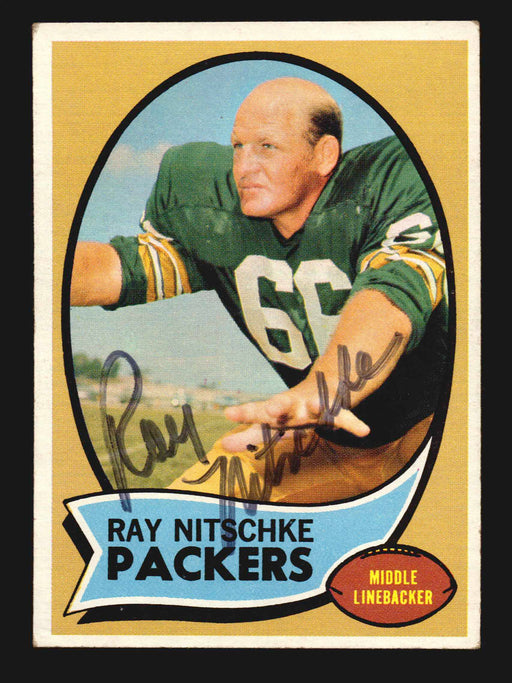 1970 Topps Football Autographed Signed Trading Card #55 Ray Nitschke Packers   - TvMovieCards.com