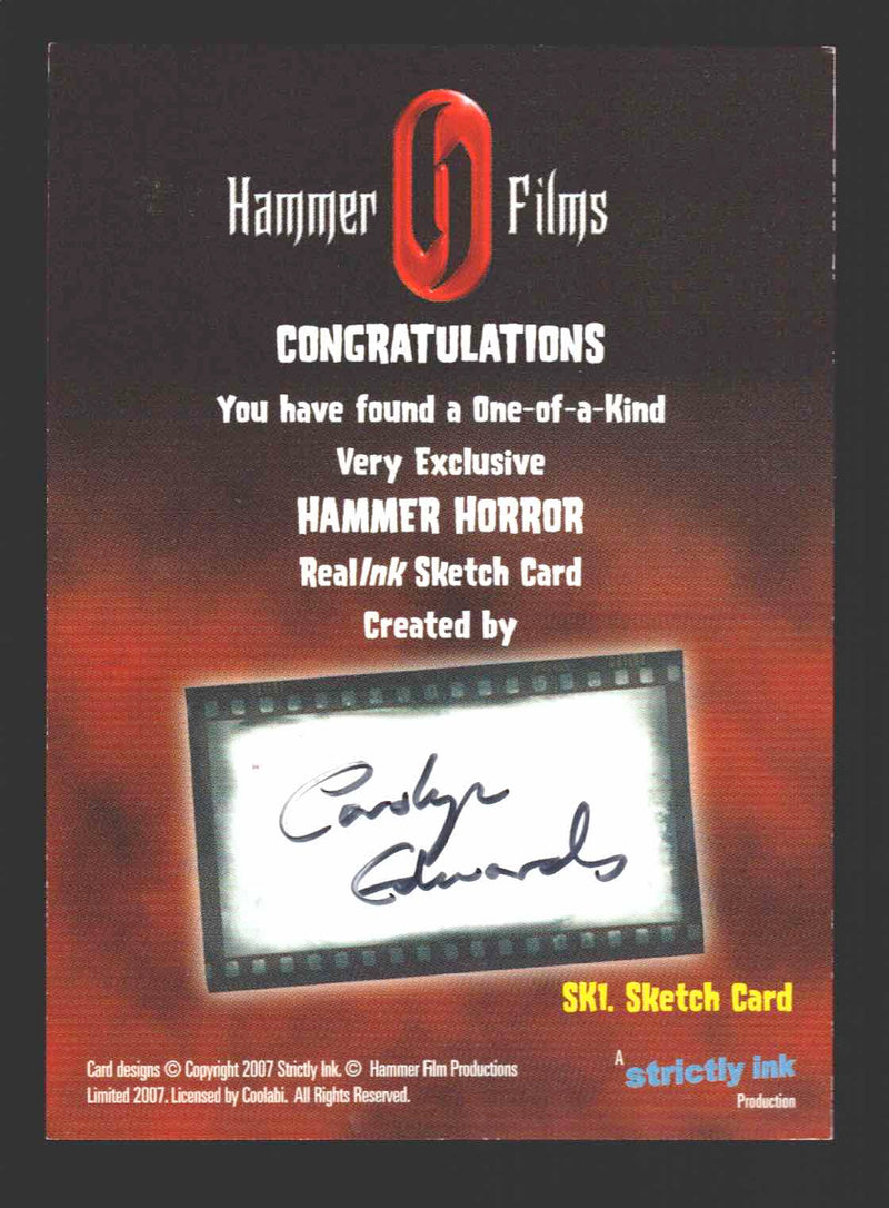 Hammer Horror Films Series 2 Carolyn Edwards Artist Sketch Card 1/1 Strictly Ink   - TvMovieCards.com