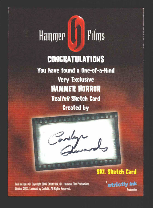 Hammer Horror Films Series 2 Carolyn Edwards Artist Sketch Card 1/1 Strictly Ink   - TvMovieCards.com