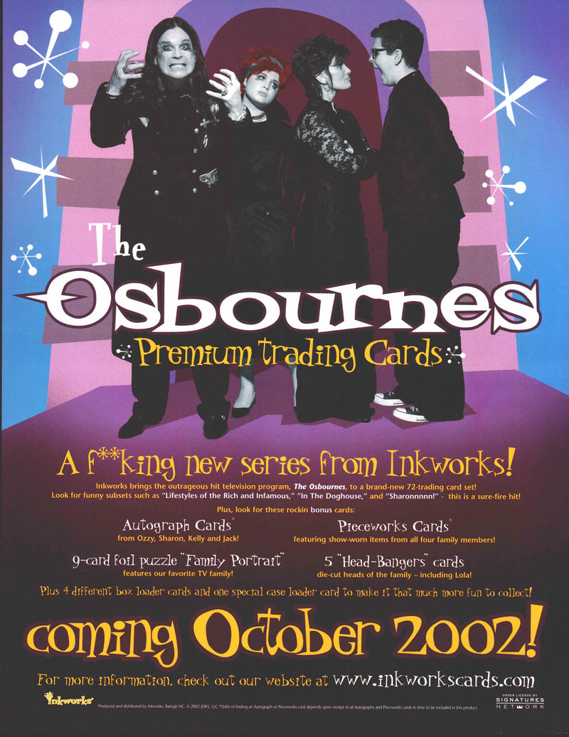 The Osbournes Trading Card Dealer Sell Sheet Sale Ad Ozzy Inkworks 2002   - TvMovieCards.com