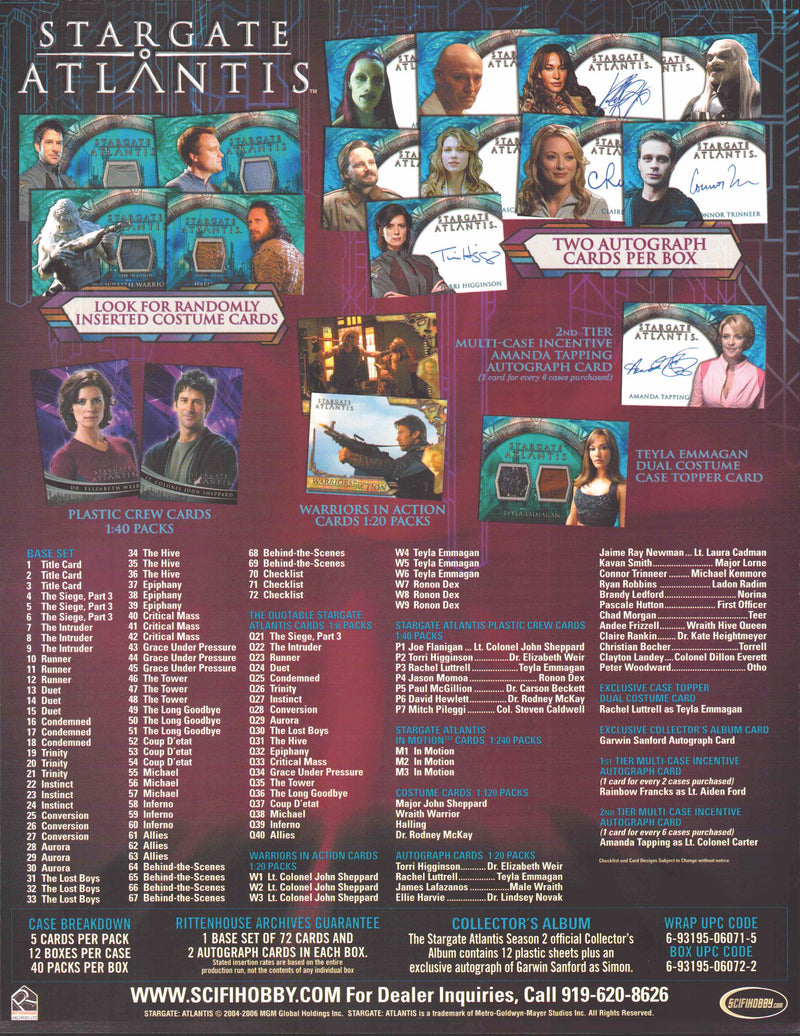 Stargate Atlantis Season 2 Two Trading Card Dealer Sell Sheet Promotional Sale   - TvMovieCards.com