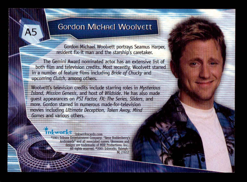 Andromeda Season 1 A5 Gordon Michael Woolvett (Seamus Harper) Autograph Card   - TvMovieCards.com