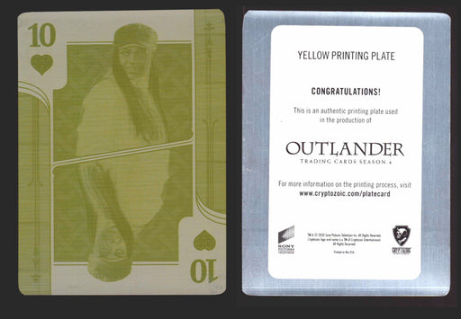 Outlander Season 4 Yellow Metal Printing Plate Chase Card 10 Hearts Playing Card   - TvMovieCards.com