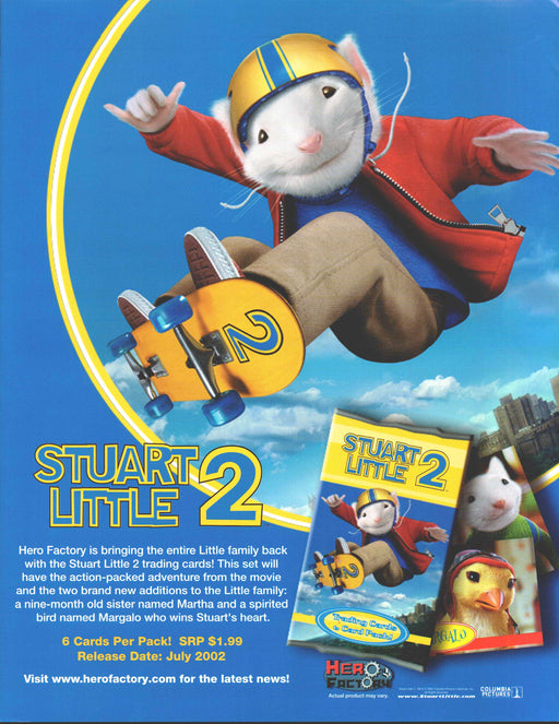 Stuart Little 2 Trading Card Dealer Sell Sheet Sale Ad Hero Factory 2002   - TvMovieCards.com