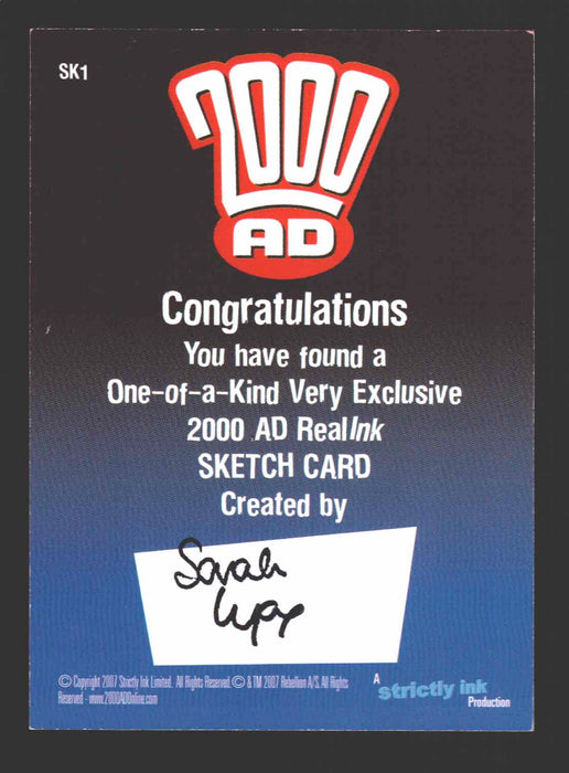 2000AD Judge Dredd Sarah Lyons Artist Sketch Card 1/1 Strictly Ink   - TvMovieCards.com