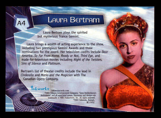Andromeda Season 1 A4 Laura Bertram (Trance Gemini) Autograph Trading Card   - TvMovieCards.com