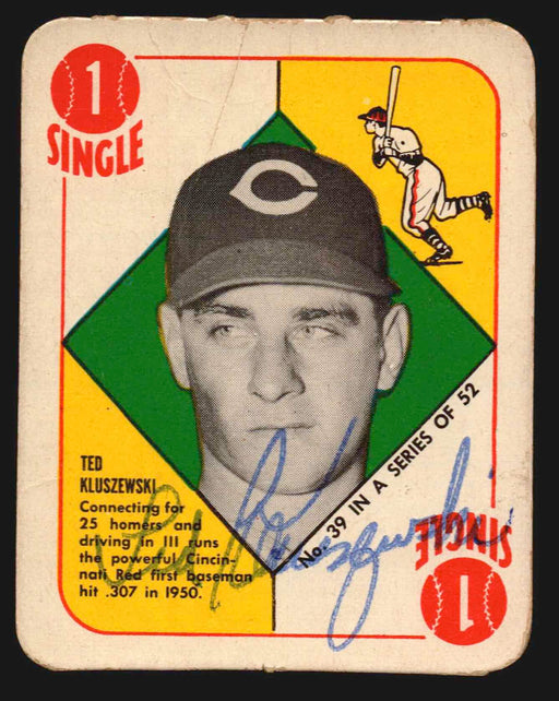 1951 Topps Red Back Baseball Autograph Signed Trading Card #39 Ted Kluszewski   - TvMovieCards.com