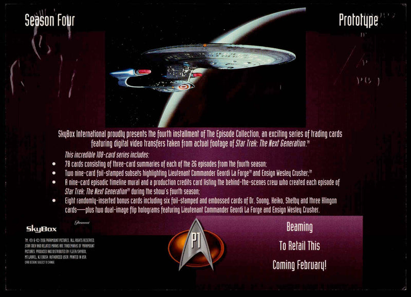Star Trek TNG Next Generation Season 4 Four Uncut Trading Card Promo Sheet 1995   - TvMovieCards.com