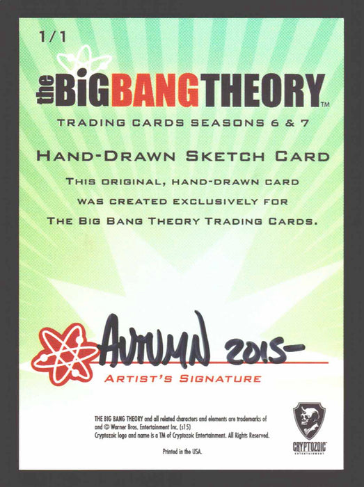 2016 Big Bang Theory Seasons 6 & 7 Autumn Frederickson "Raj" Sketch Card 1/1   - TvMovieCards.com