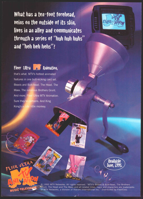 1995 MTV Animation Uncut Promo 9-Card Trading Card Panel Fleer Ultra   - TvMovieCards.com
